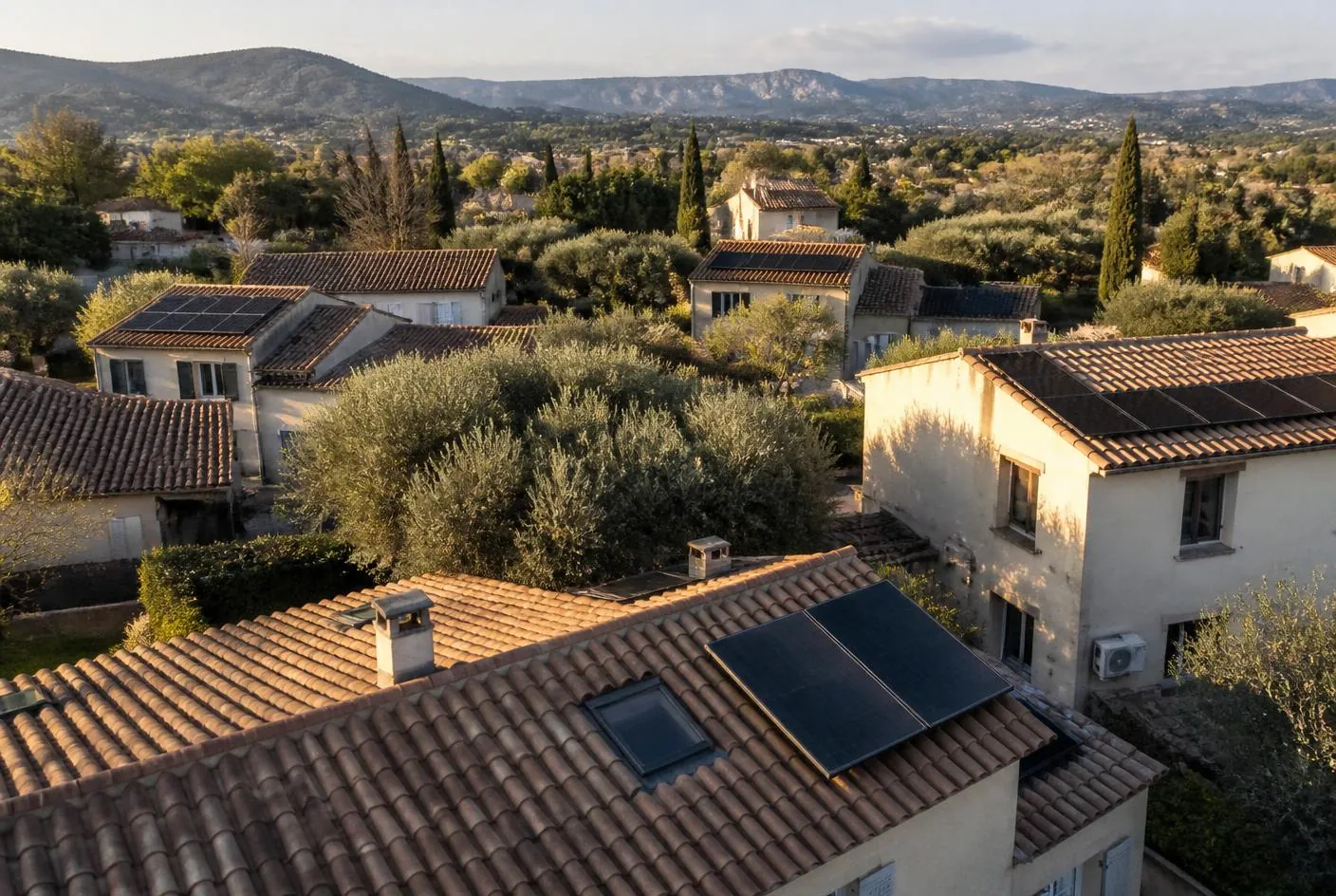 Maison individuelle équipée de panneaux photovoltaïques